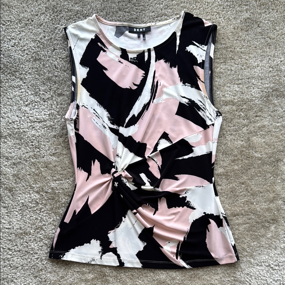 DKNY Women's Abstract Print Top - Black, Pink, White